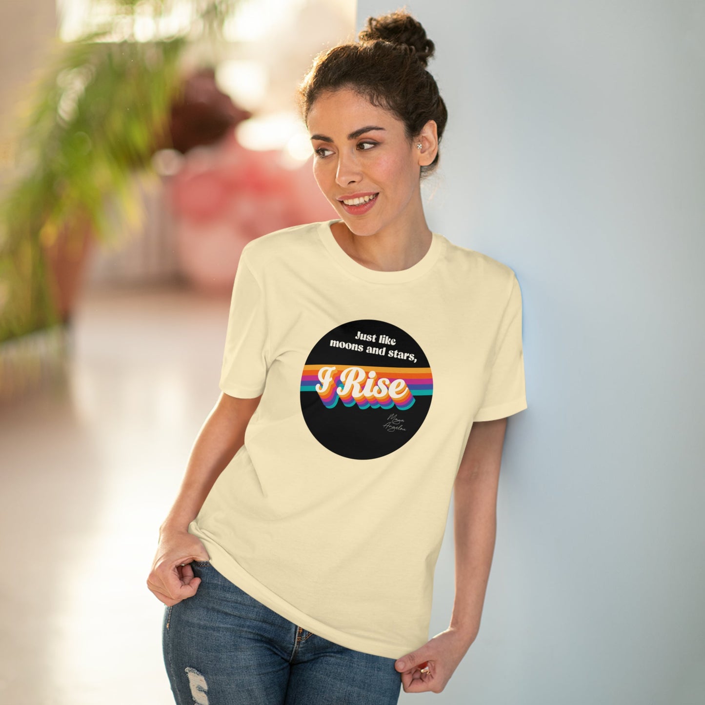 Feminist 'I Rise' Maya Organic Cotton T-shirt – gender-neutral style feminist t shirt