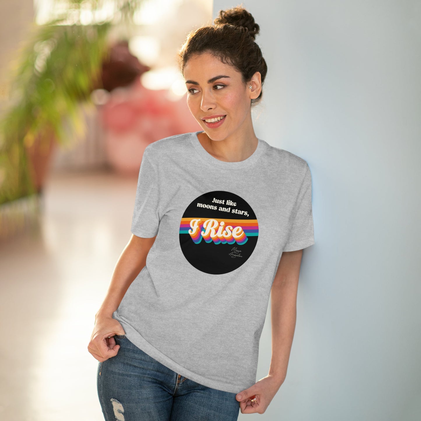 Feminist 'I Rise' Maya Organic Cotton T-shirt – bold feminist t shirt with organic material