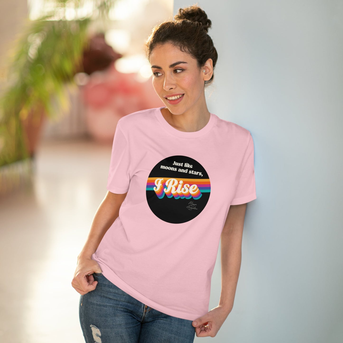 Feminist 'I Rise' Maya Organic Cotton T-shirt – empowering t shirts for non-binary wearers