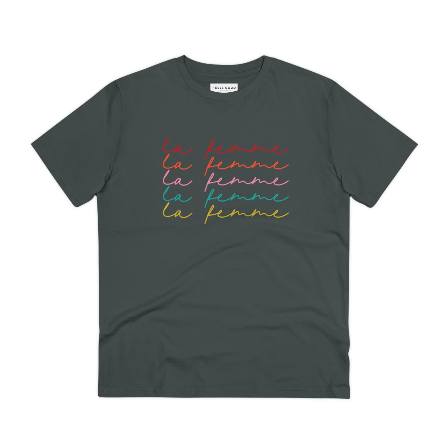 Feminist 'La Femme' Organic Cotton T-shirt – inclusive non-binary t-shirts for causes