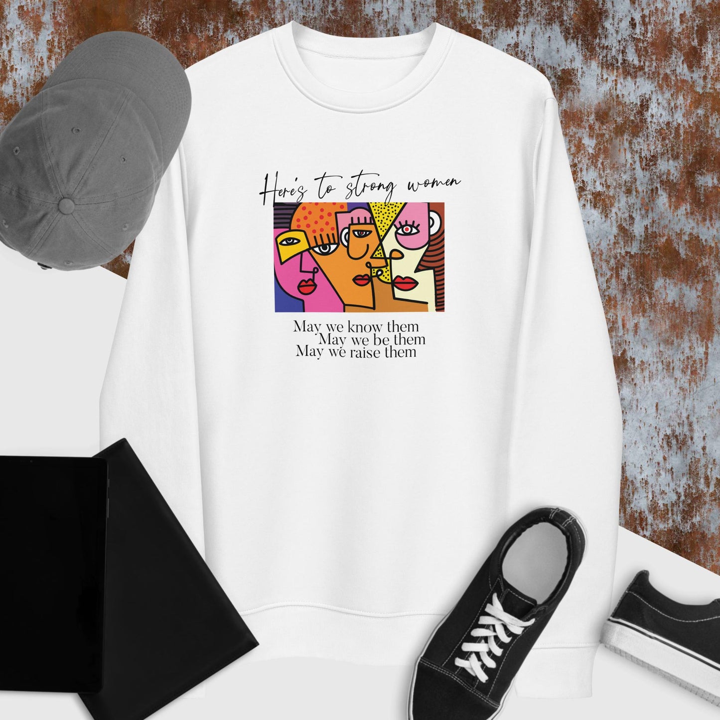 Feminist 'May We Be Them' Organic Cotton Sweatshirt - organic feminist sweatshirt look