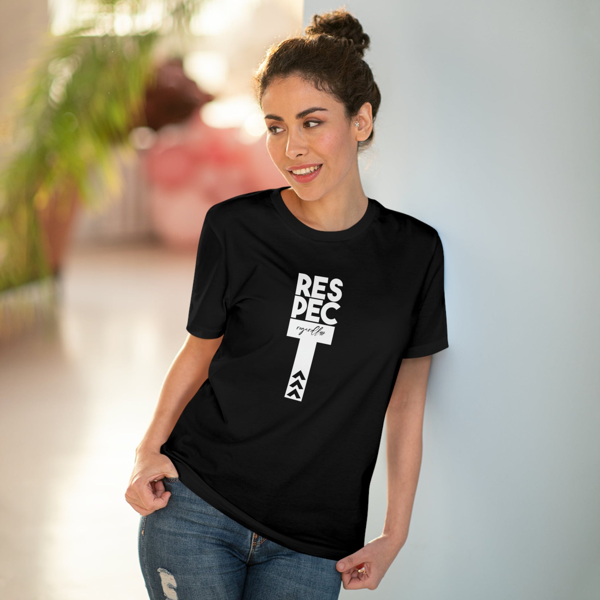 Express empowerment with our feminist 'Respect Regardless' organic cotton t-shirt—wear your values!