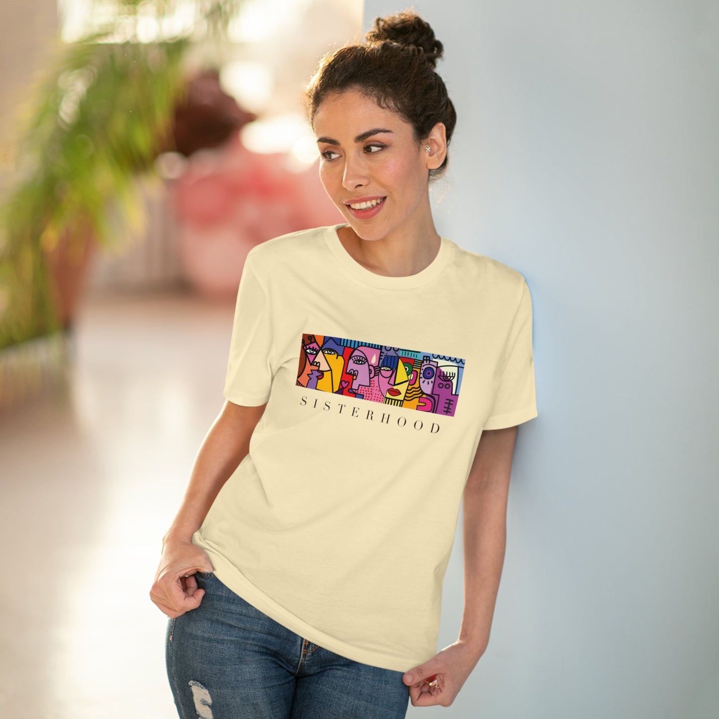 The feminist 'Sisterhood' organic cotton t-shirt blends activism & style—better than a Dior tshirt!