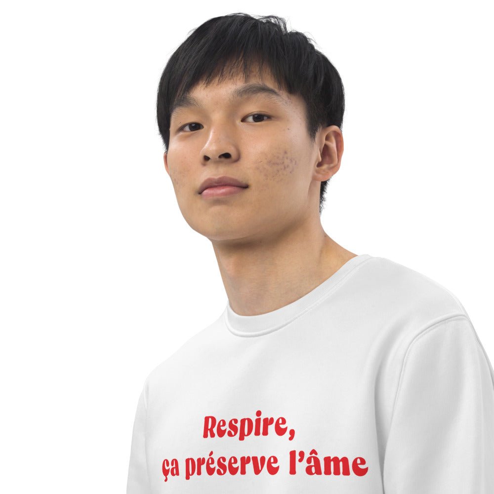 Looking for presents for Francophiles? The Francophile 'Breathing Preserves The Soul' Sweatshirt is a top pick.