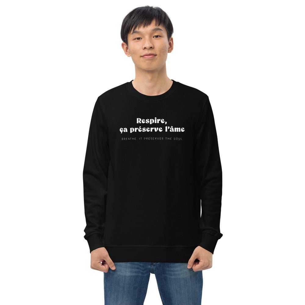 Cozy and fashionable Francophile clothing, the Francophile 'Breathing Preserves The Soul' Sweatshirt is perfect.