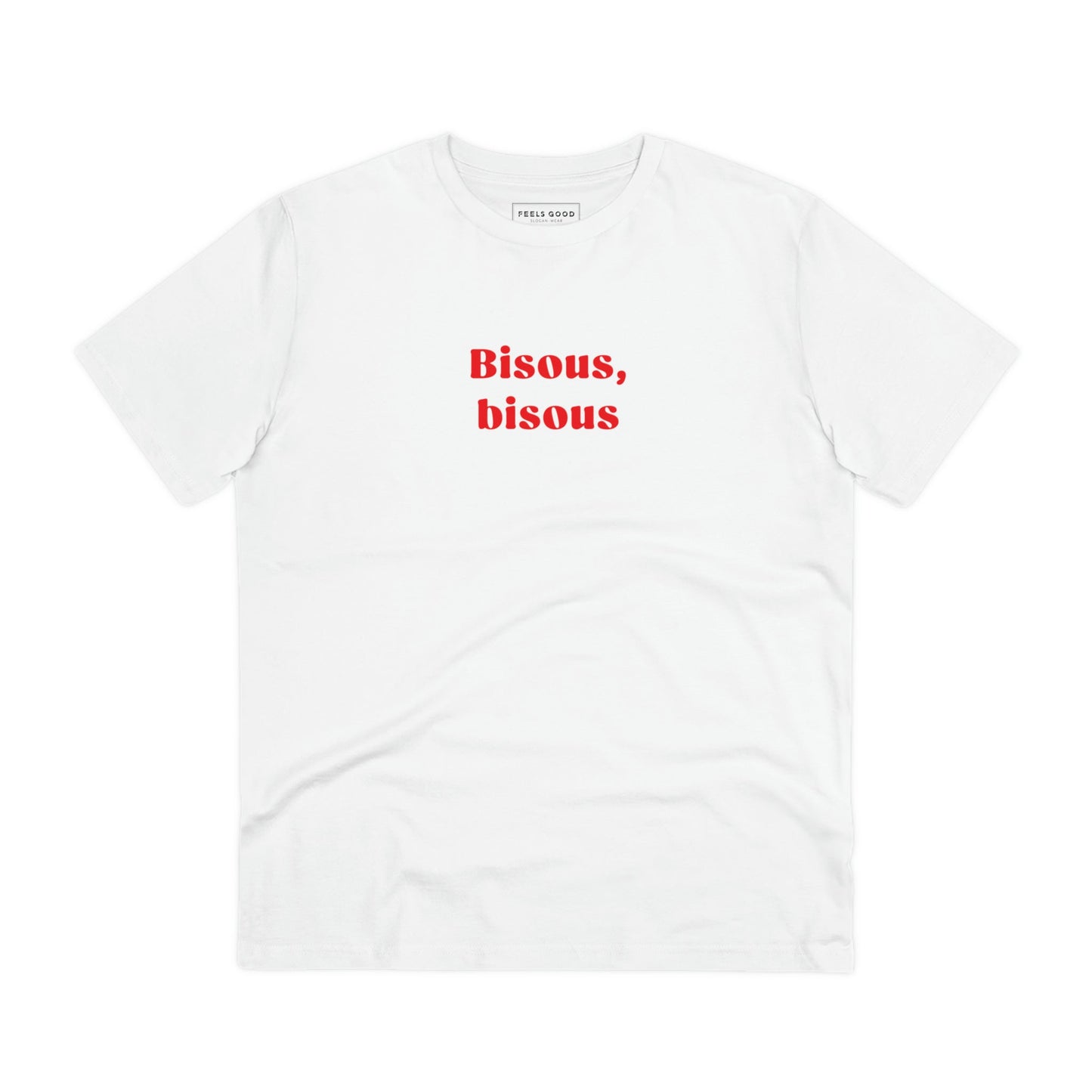 Elevate your wardrobe with the Francophile 'French Kiss' Organic Cotton T-shirt, a unique French slogan T-shirt.