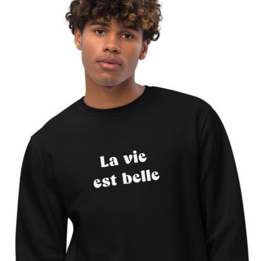 Wear your joy, à la française: 'Life Is Beautiful'.