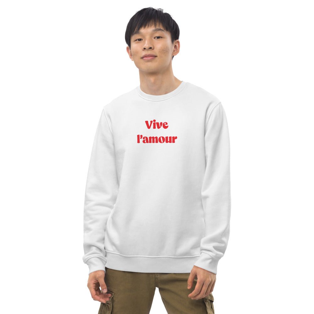 Sweatshirt in French: 'Long Live Love' organic cotton.
