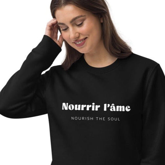 Paris-inspired 'Nourish The Soul' organic cotton sweatshirt.