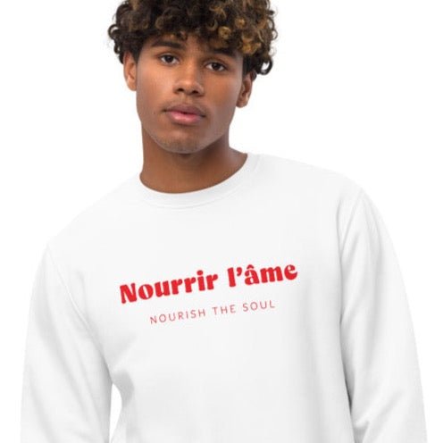 Francophile 'Nourish The Soul' organic cotton sweatshirt.