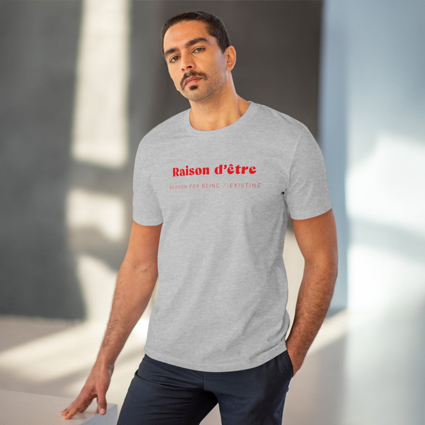Francophile 'Reason For Being' Organic Cotton T-shirt, French quotes tee design