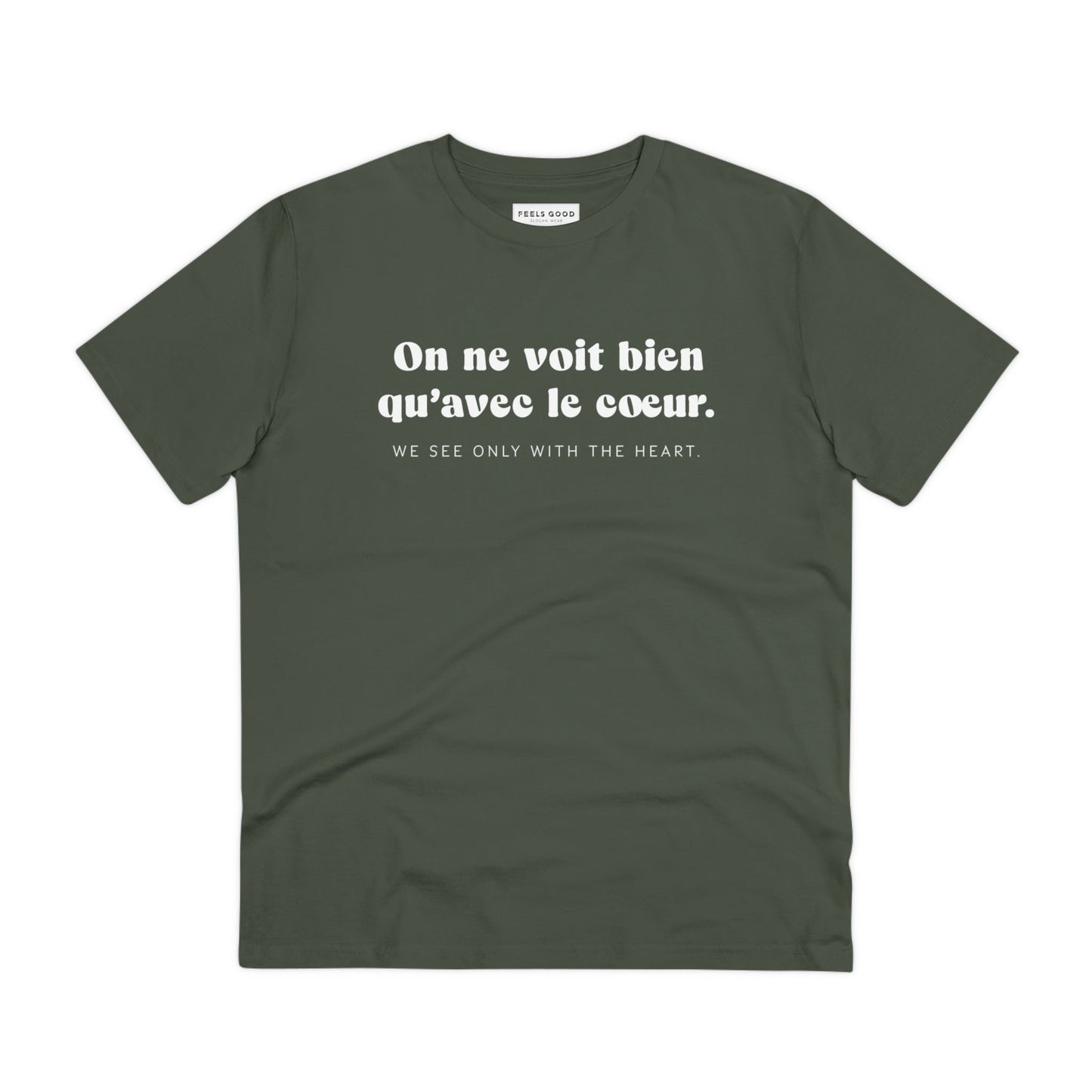 Francophile 'Seeing With The Heart' Organic Cotton T-shirt, best French slogan tee