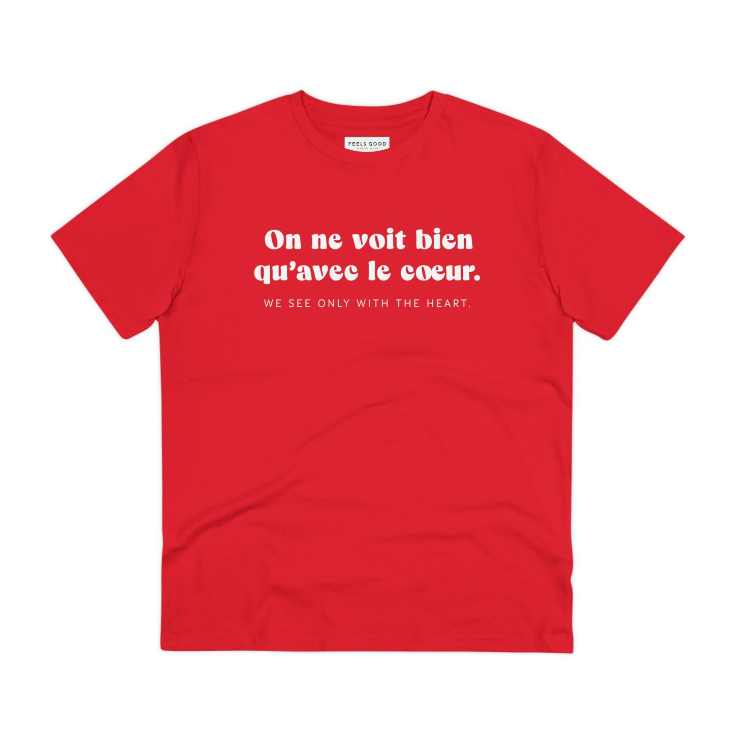 Francophile 'Seeing With The Heart' Organic Cotton T-shirt, short quote in French