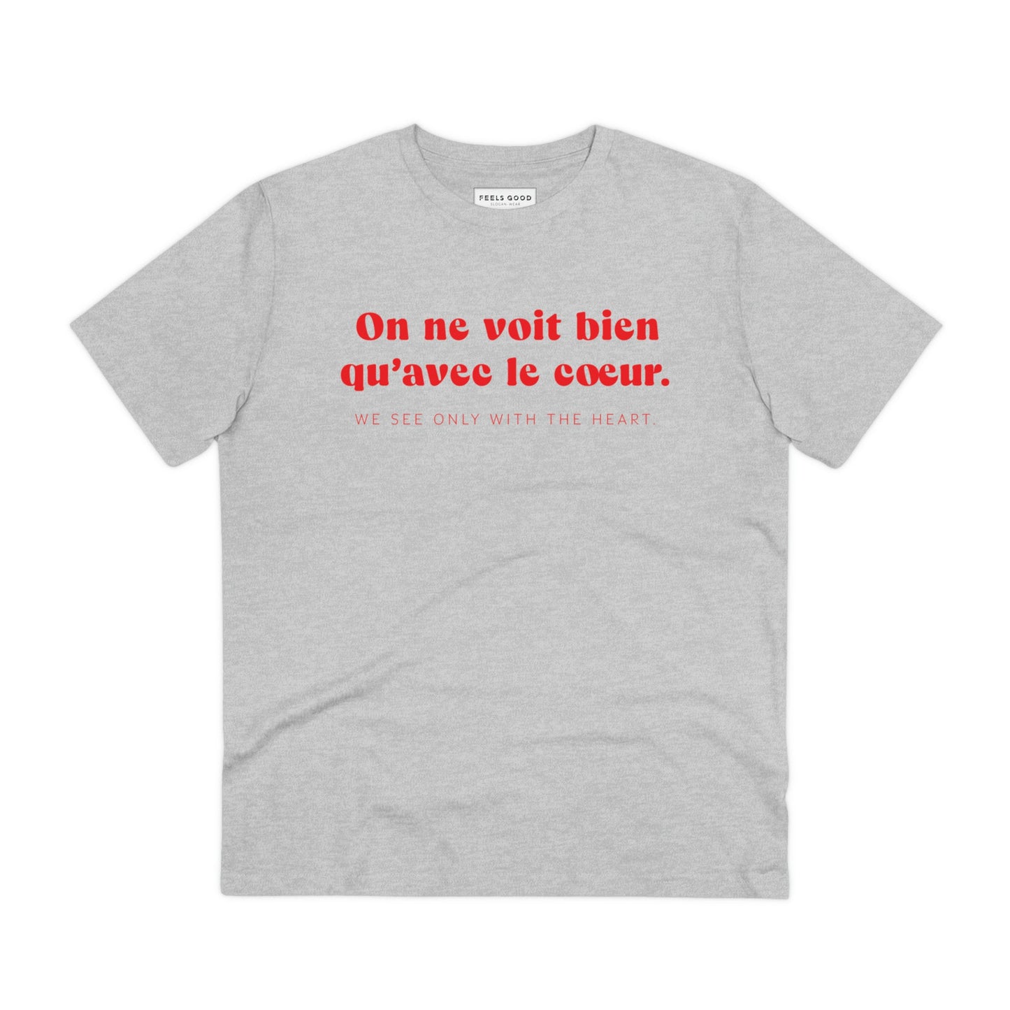 Francophile 'Seeing With The Heart' Organic Cotton T-shirt with quotes in French