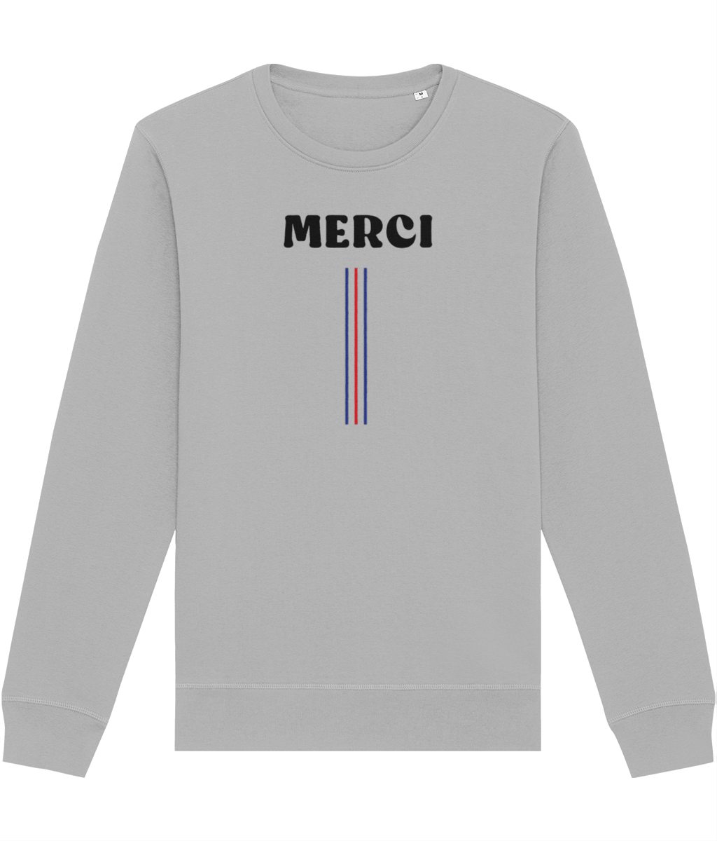 One of the top gifts for Francophiles, the Francophile 'Thanks' Sweatshirt is stylish and ethical.