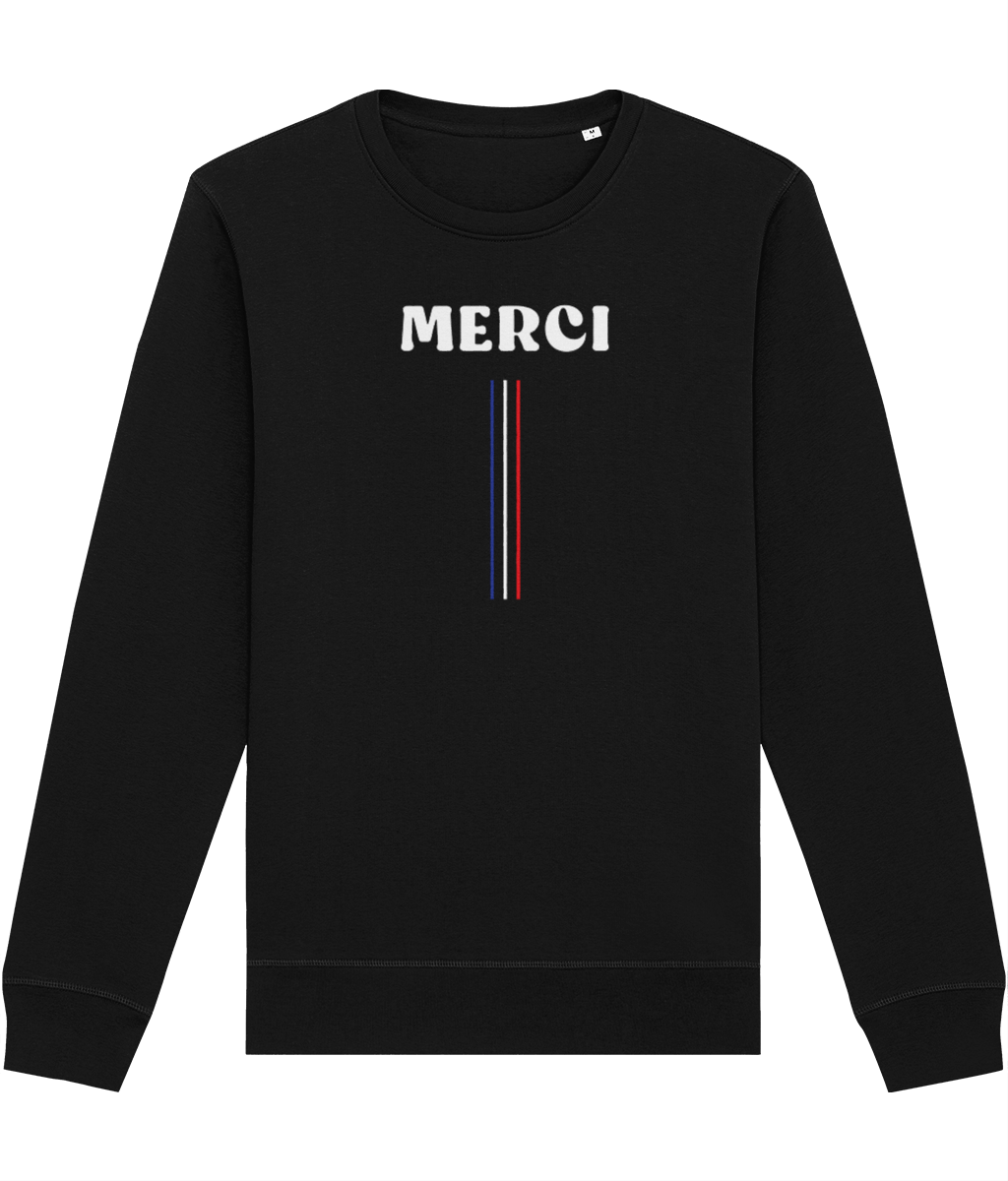 Embrace Parisian style with the cozy Francophile 'Thanks' Organic Cotton Sweatshirt.