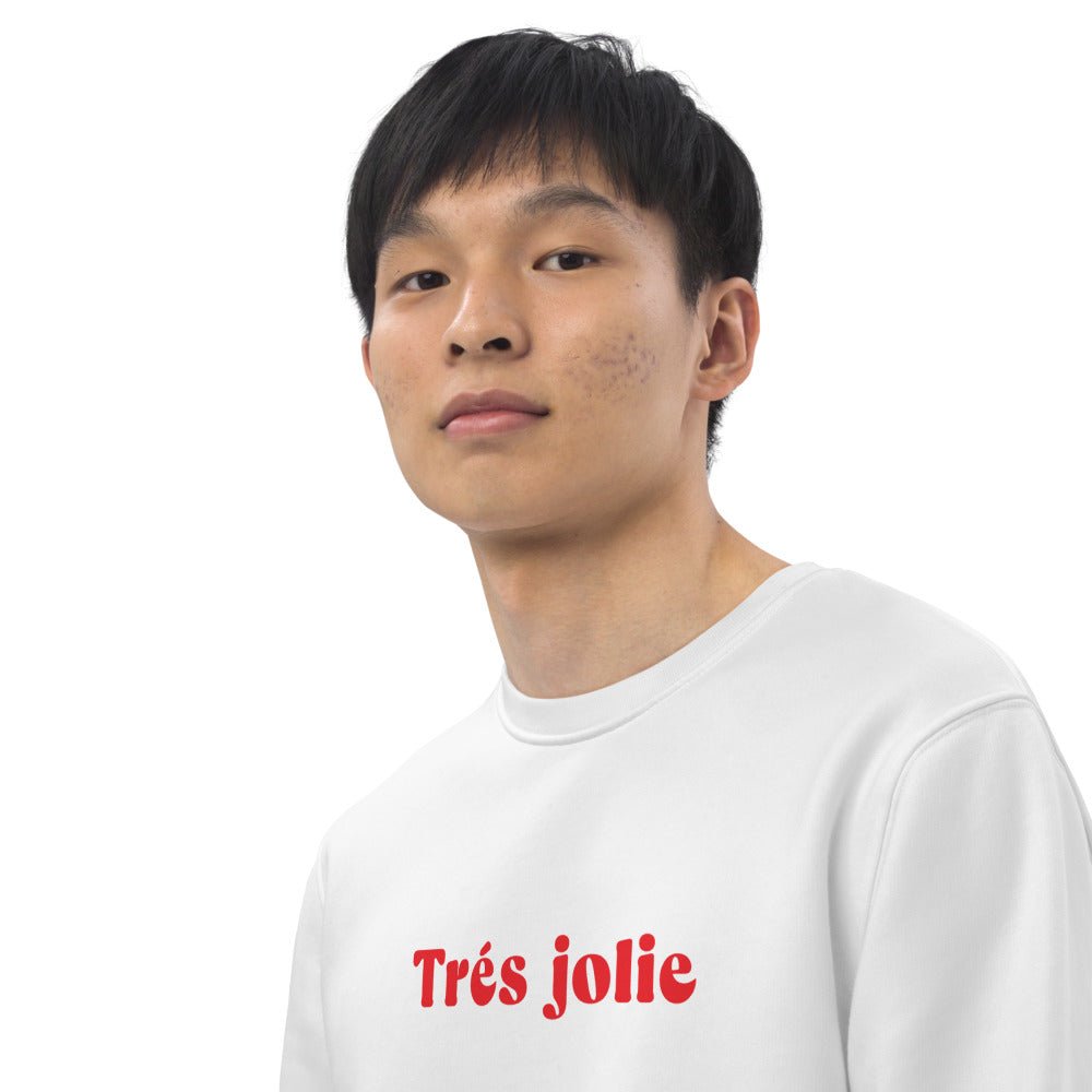 Francophile comfort: 'Very Happy' organic sweatshirt.
