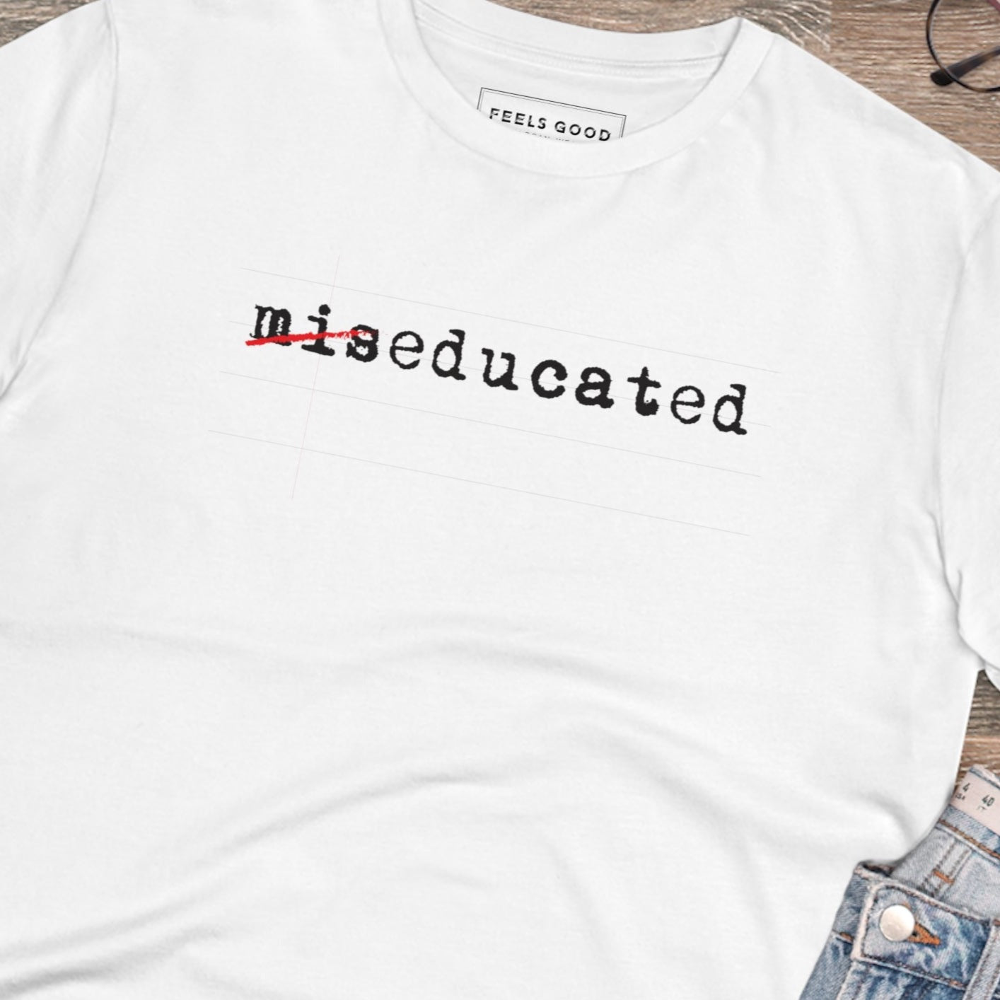 Hip Hop 'Miseducated' Organic Cotton T-shirt, a bold music-inspired streetwear tee.