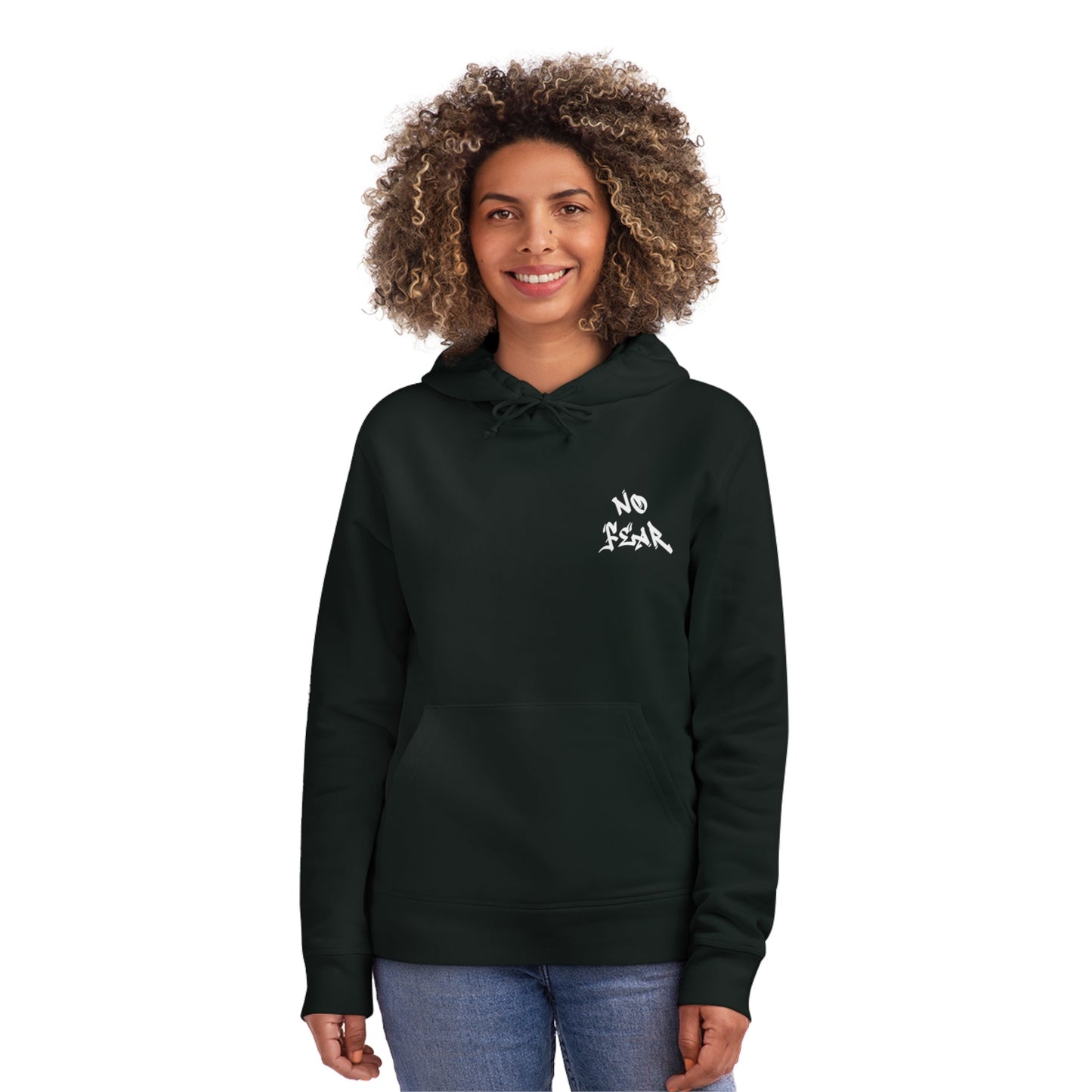 ‘No Fear’ organic cotton hoodie with hip hop streetwear style