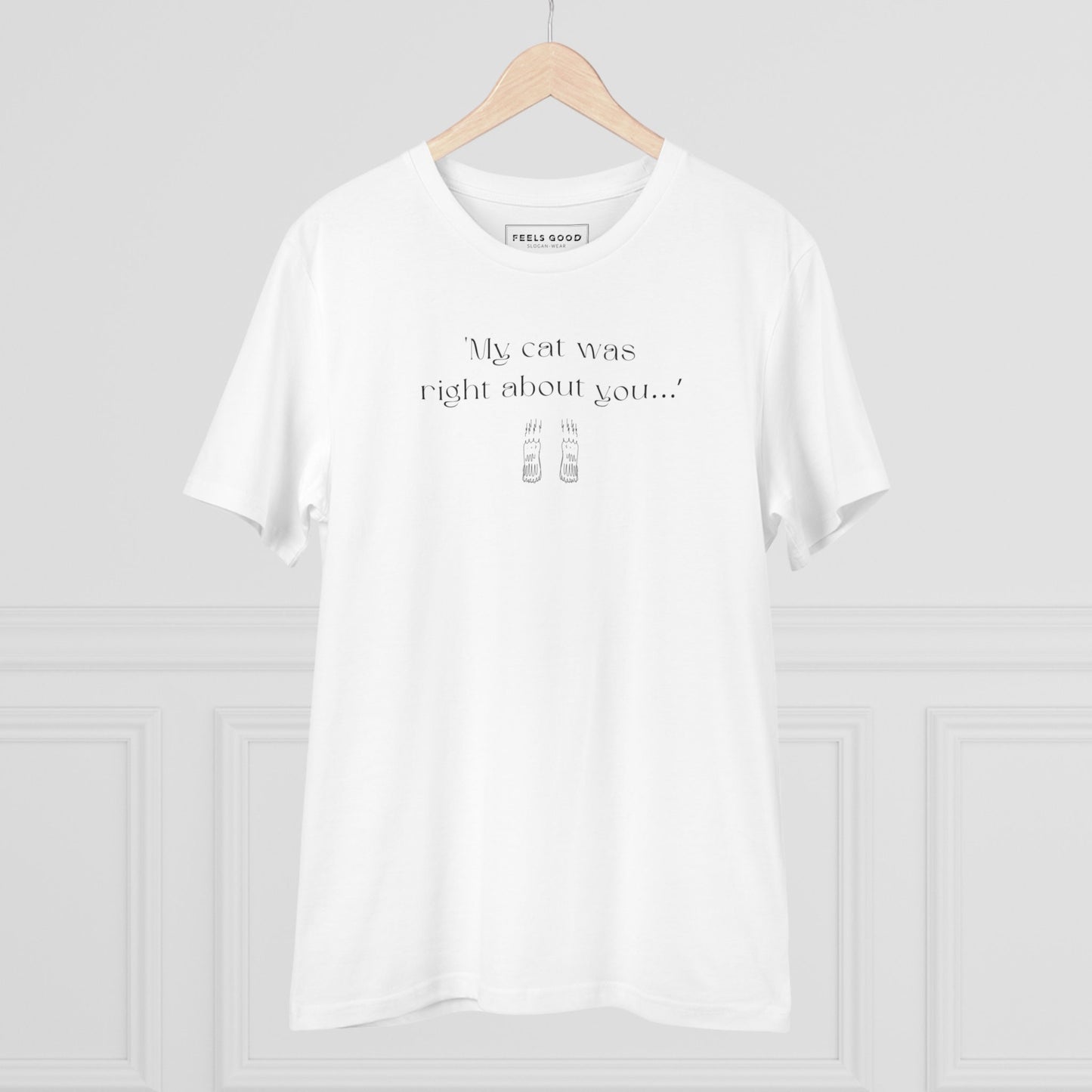 Cat t shirt Organic Cotton 'The Cats Truth' with unique art for pet lovers