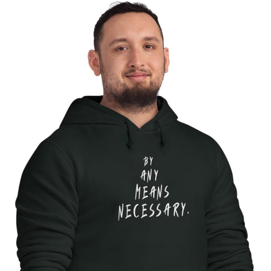 Malcolm X 'By Any Means Necessary' organic cotton graphic hoodie