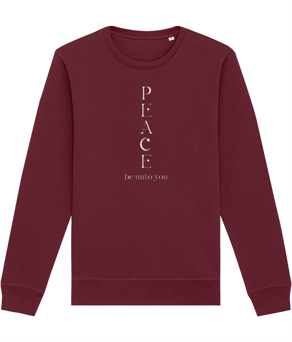 Quality best sweatshirt: 'Peace Be Unto You' cotton fabric.