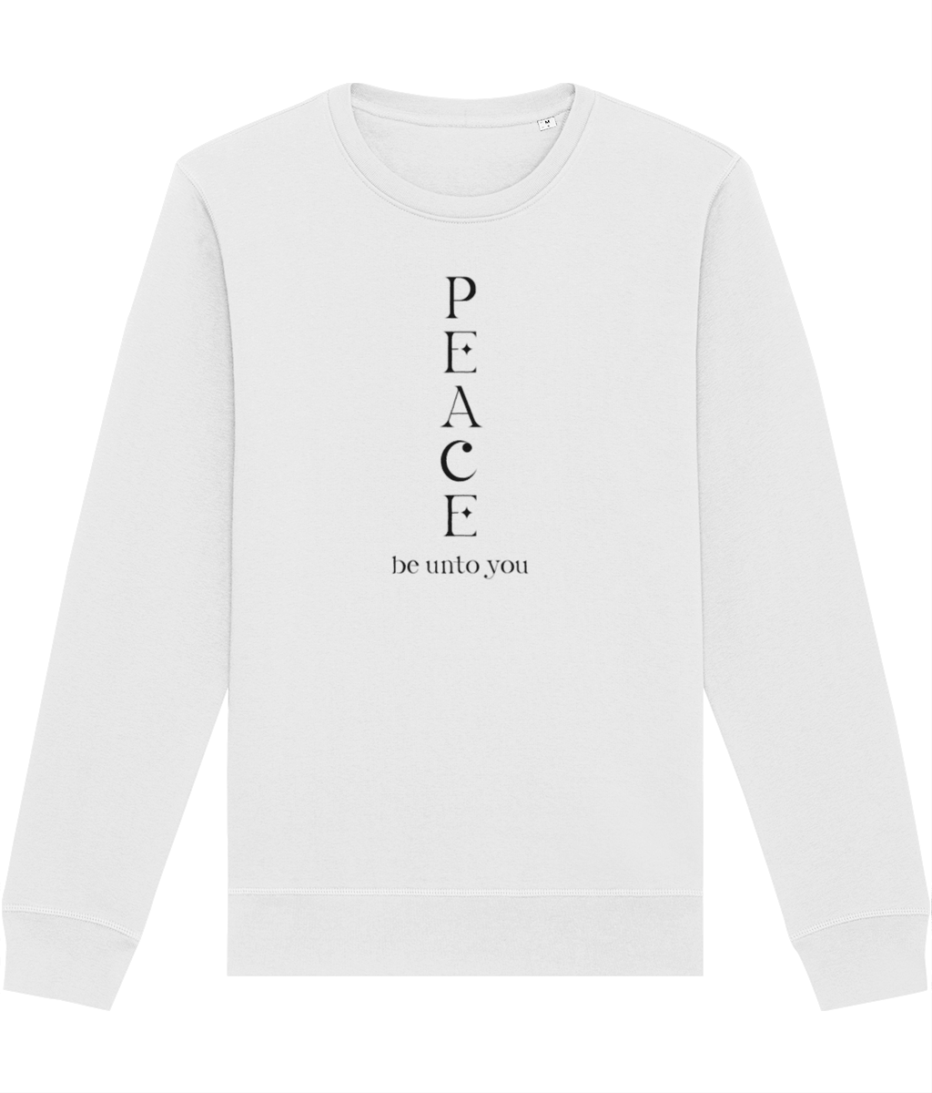 Best sweatshirts for guys: 'Peace Be Unto You' organic cotton.