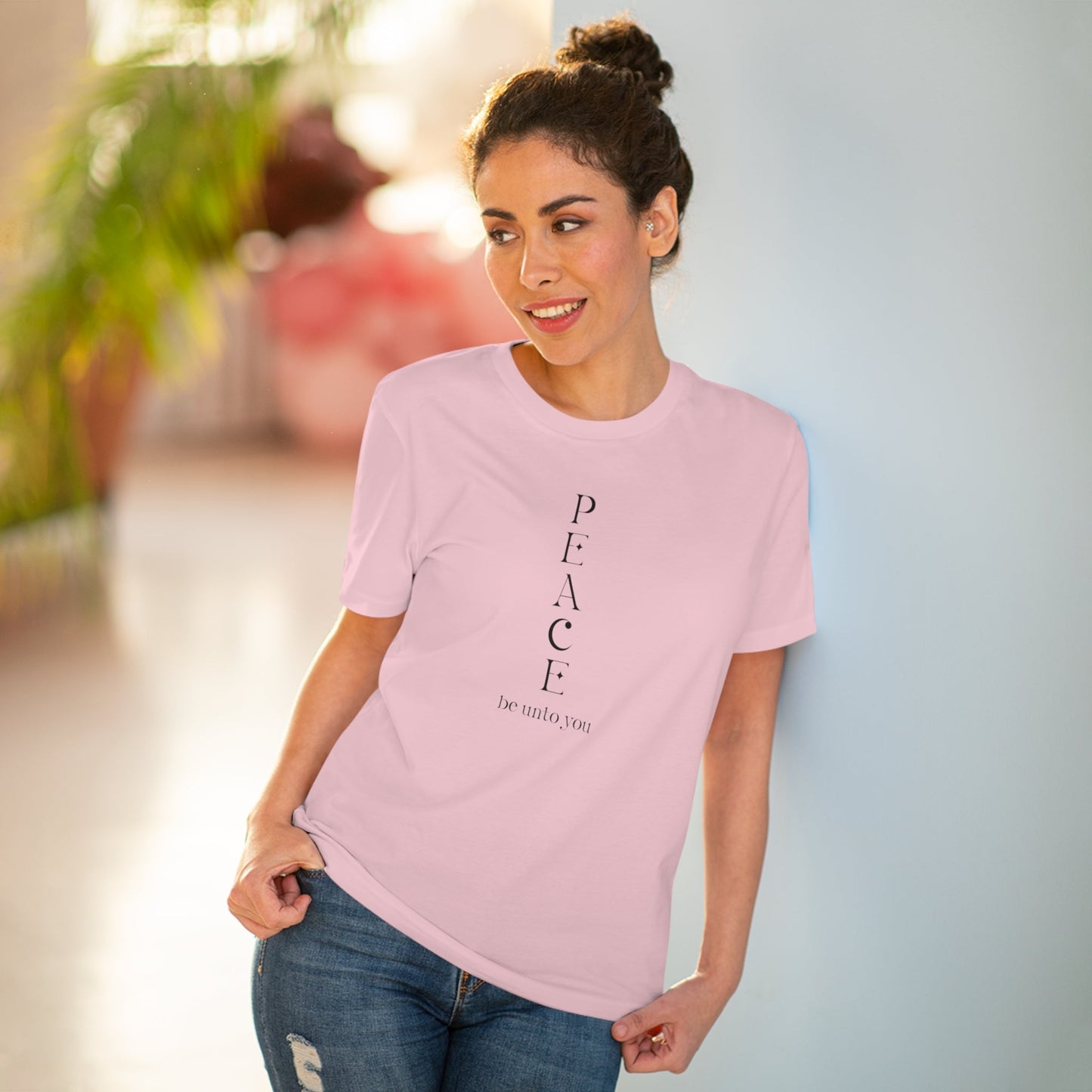 Top T-shirts – Meditation 'Peace Be Unto You' Organic Cotton T-shirt.