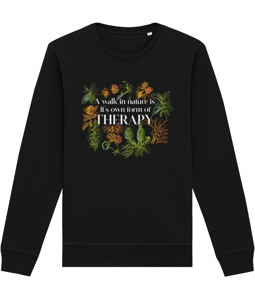 Breathe in nature’s beauty with our meditation 'Walk In Nature Therapy' organic cotton sweatshirt.