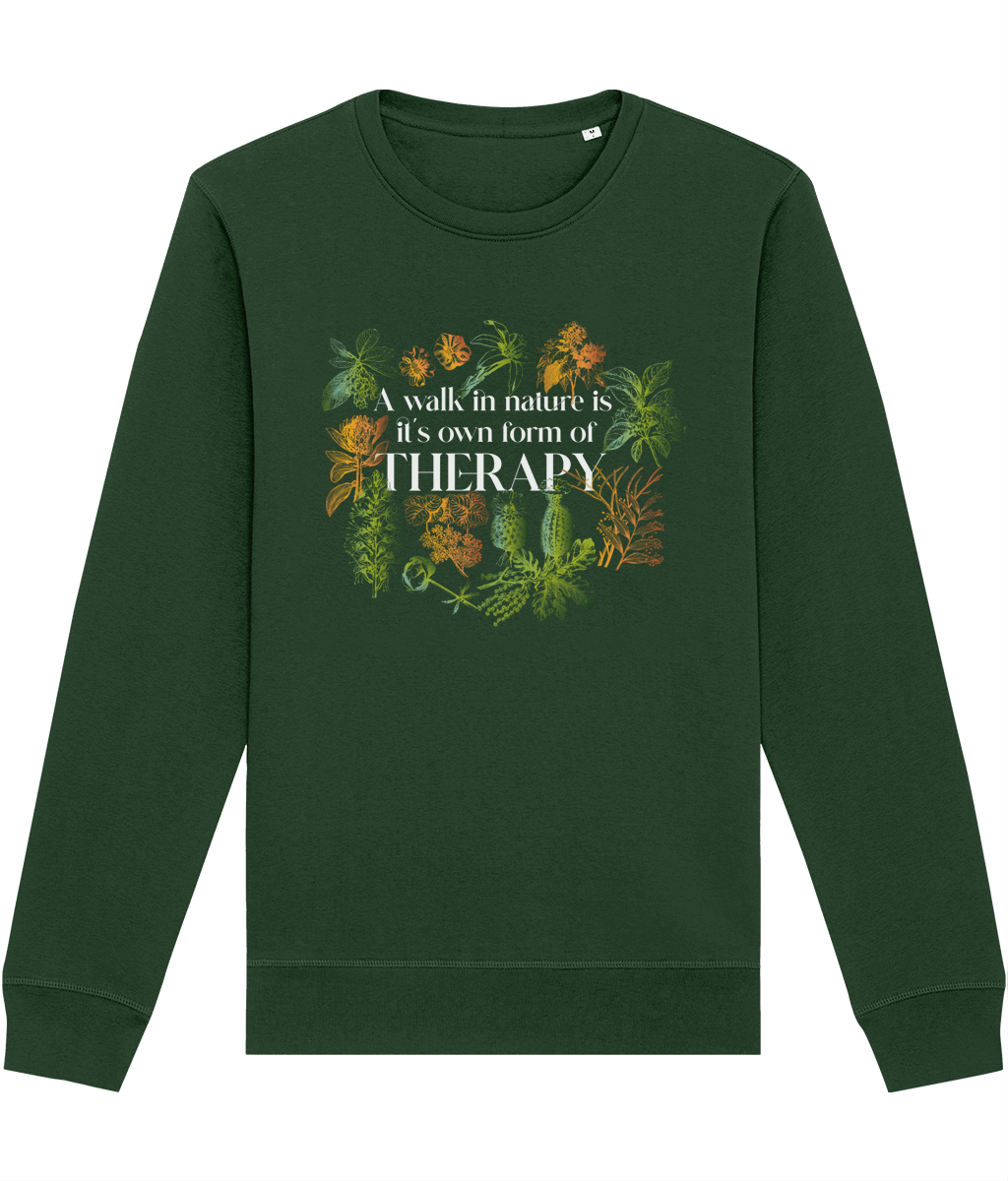 Hike, explore, relax in the meditation 'Walk In Nature Therapy' organic cotton sweatshirt