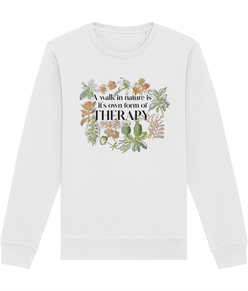 Express your wanderlust with the meditation 'Walk In Nature Therapy' organic cotton sweatshirt.