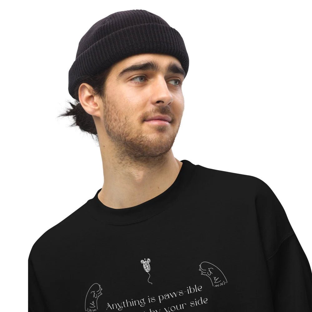 Organic Cotton 'Anything is Pawsible' Funny Cat Sweatshirt - Cat Sweatshirt