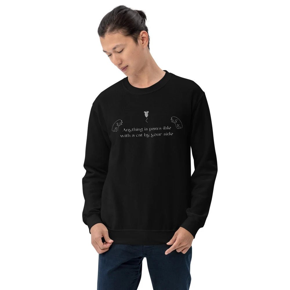 Organic Cotton 'Anything is Pawsible' Funny Cat Sweatshirt - Cat Sweatshirt