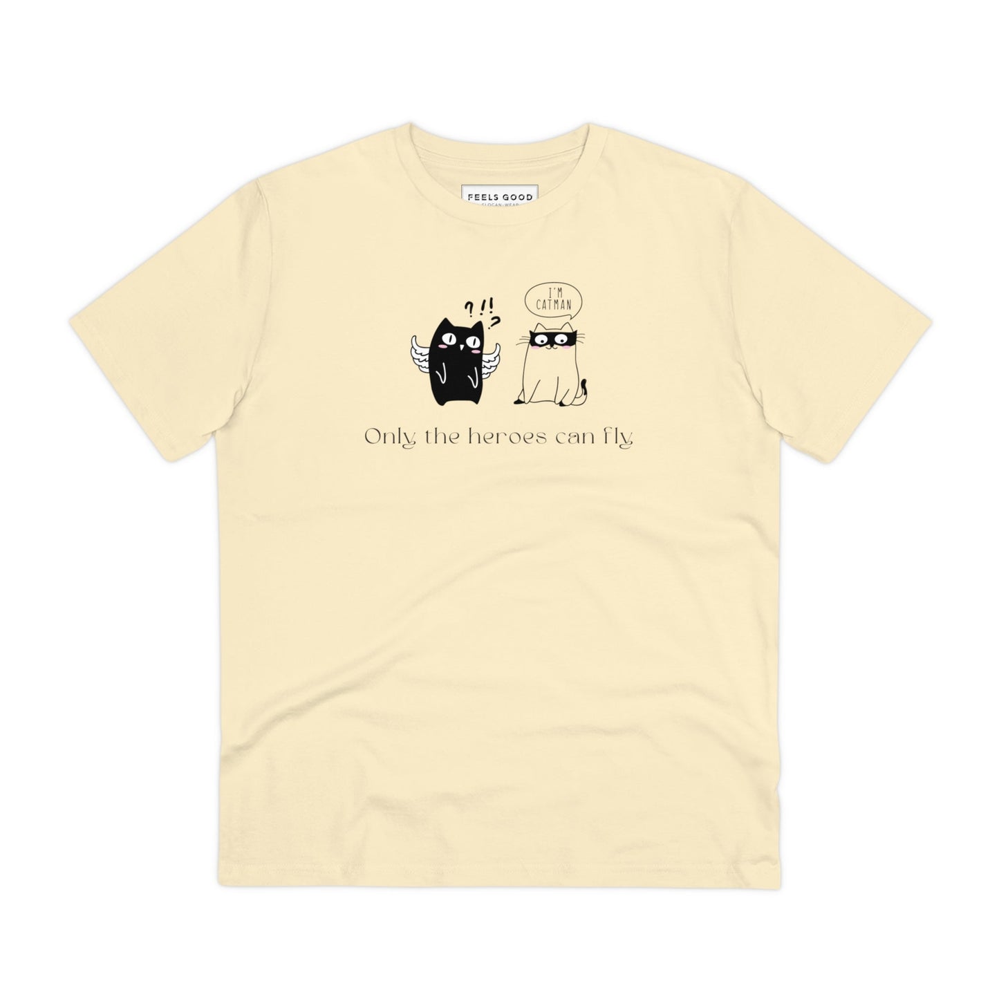 Funny Organic Cotton 'Cat Heroes' Cat T-shirt, a perfect gift for all pet lovers and cat fans.