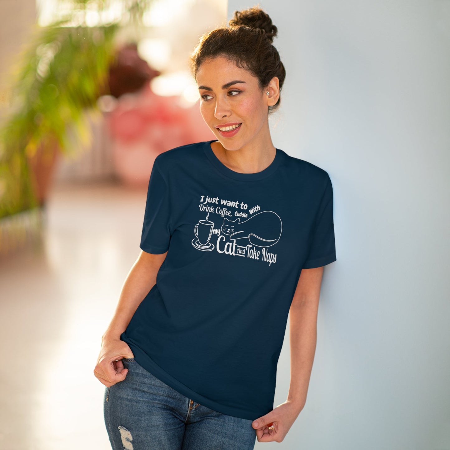 Pet lover t-shirts with 'Cat Naps' design for casual wear.