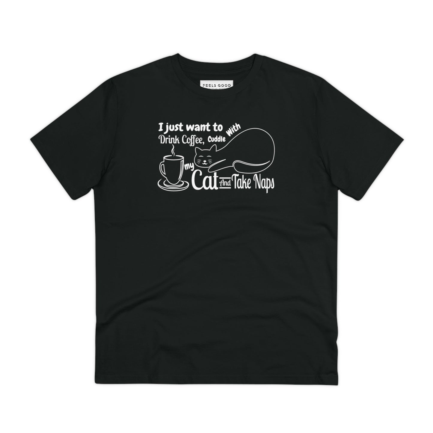 'Cat Naps' funny cat t-shirt in organic cotton for guys.