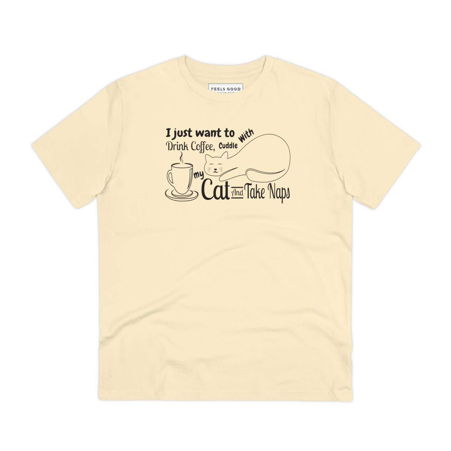 Organic 'Cat Naps' graphic tee shirt for pet lovers.