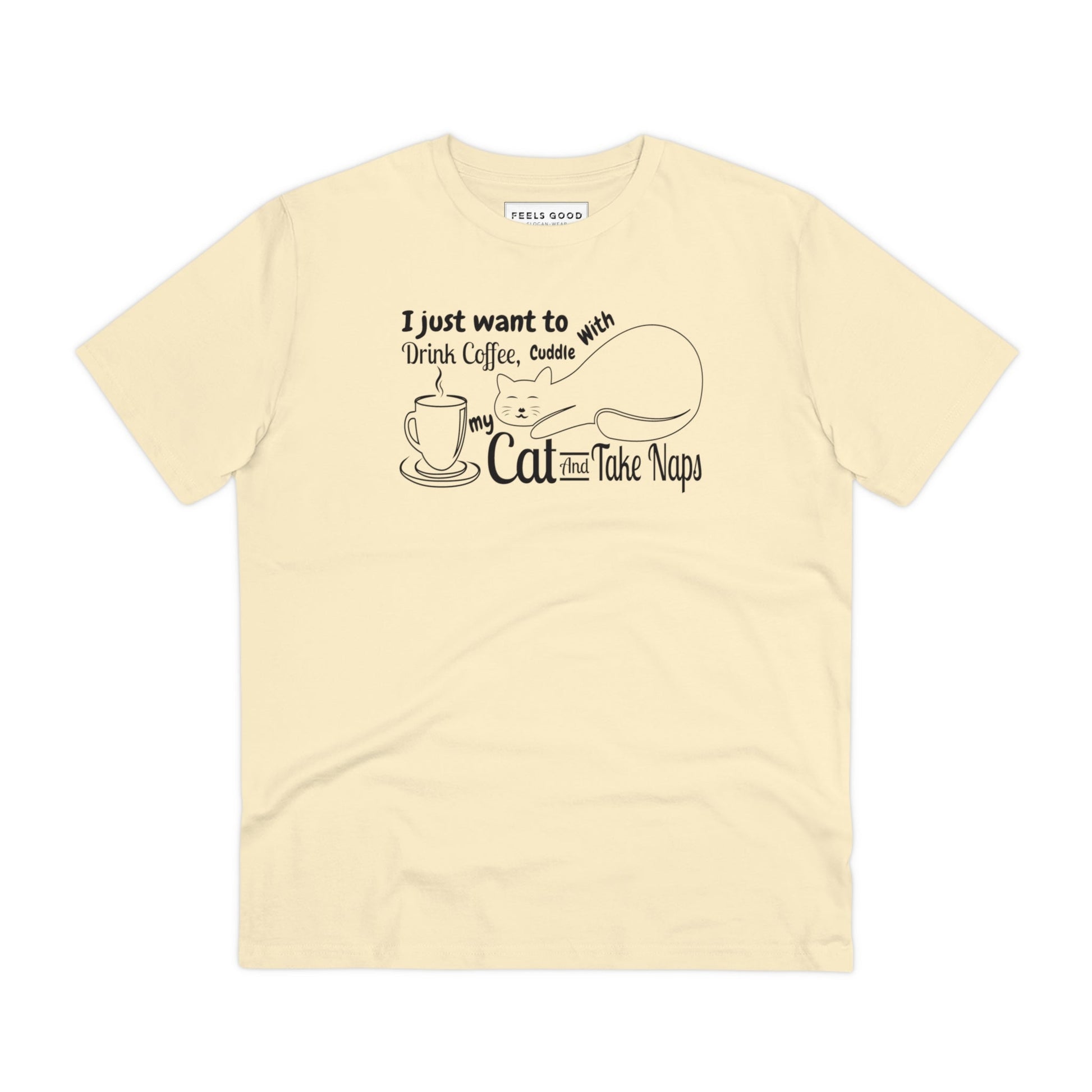 Organic 'Cat Naps' graphic tee shirt for pet lovers.