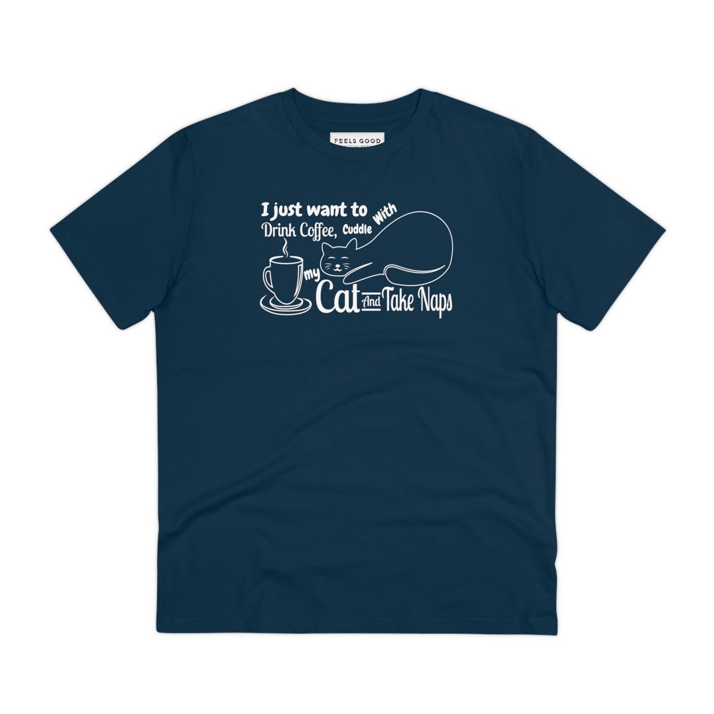 Pet lover gift, 'Cat Naps' funny t-shirt made of organic cotton.