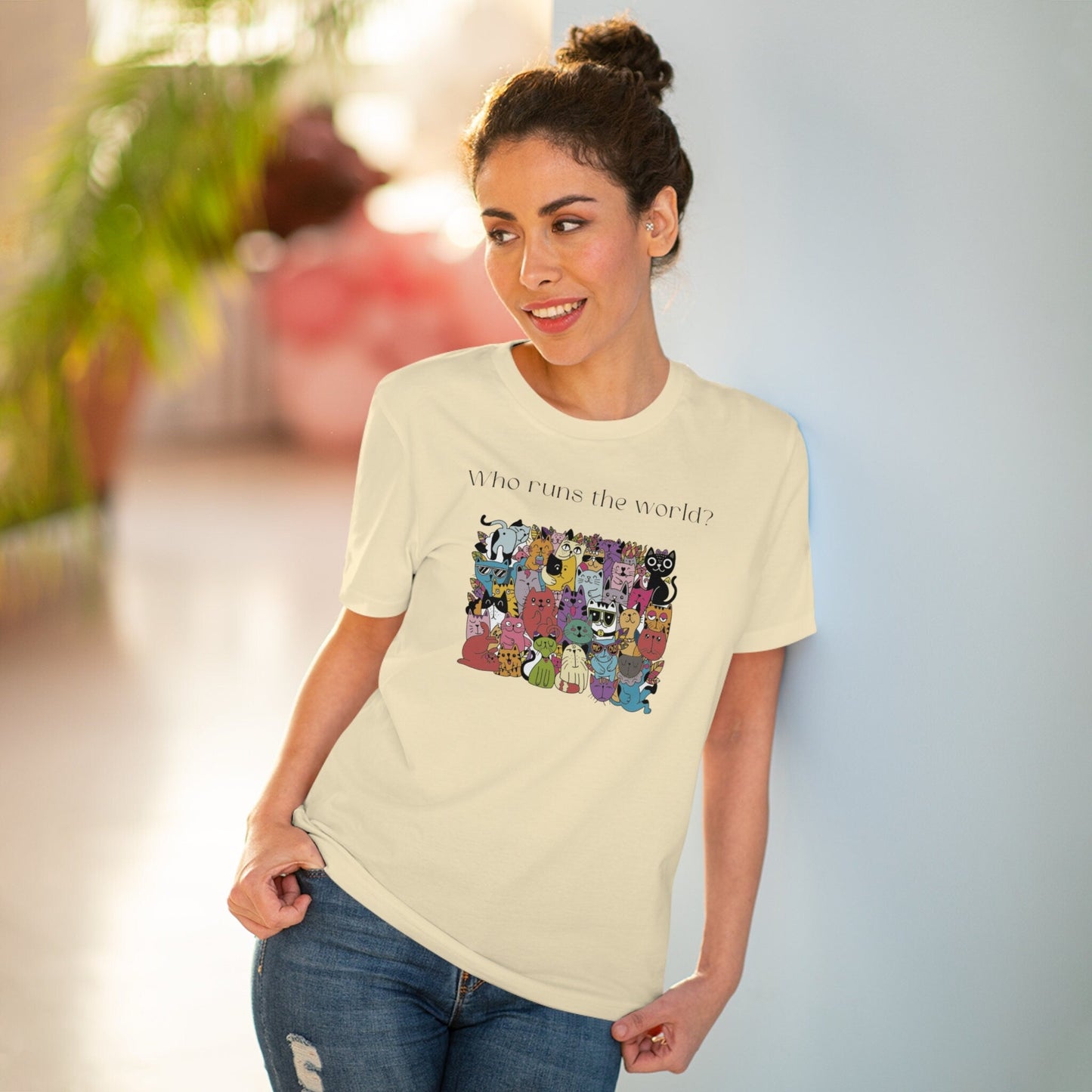 Cat t shirt men style 'Cats Run The World' organic cotton funny design