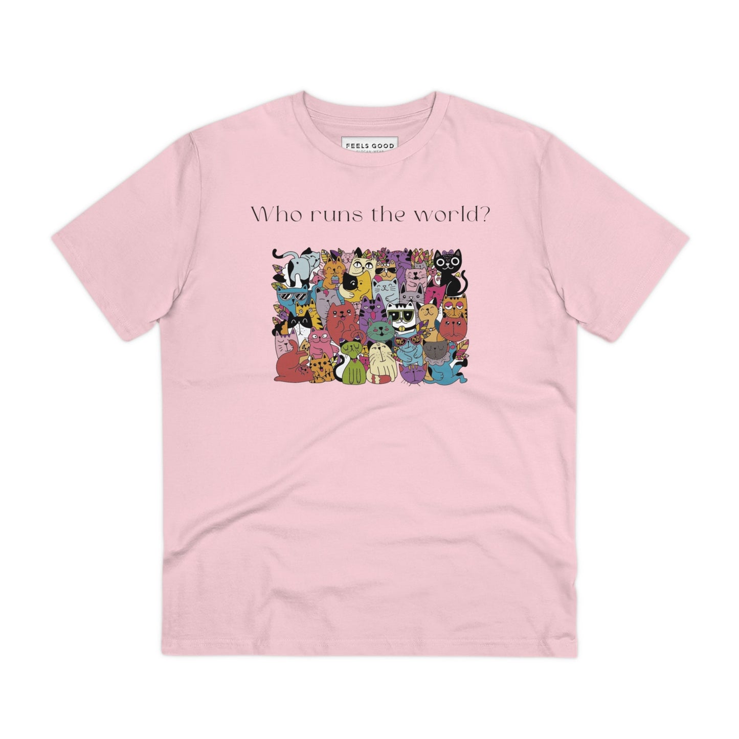 Cat shirts for guys Organic Cotton 'Cats Run The World' funny design