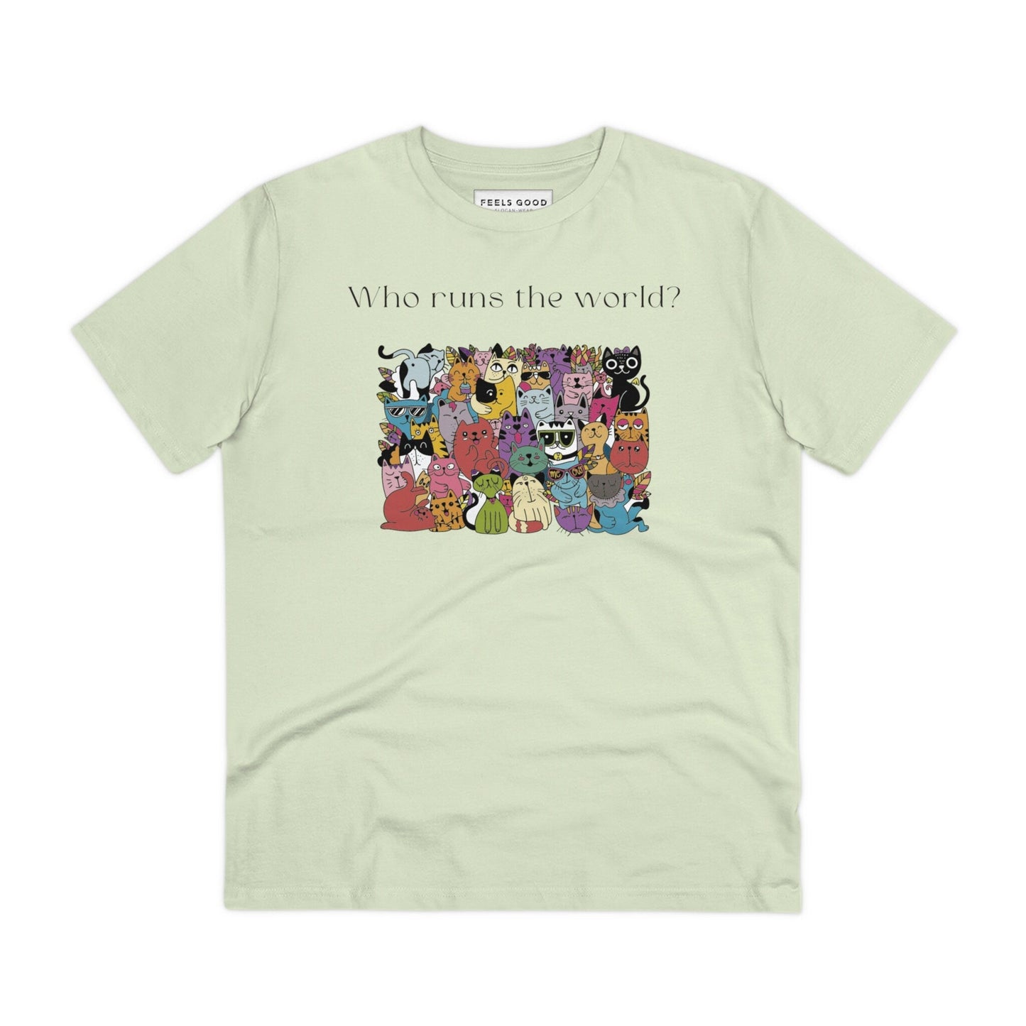 Cat tops Organic Cotton 'Cats Run The World' tee for animal lovers