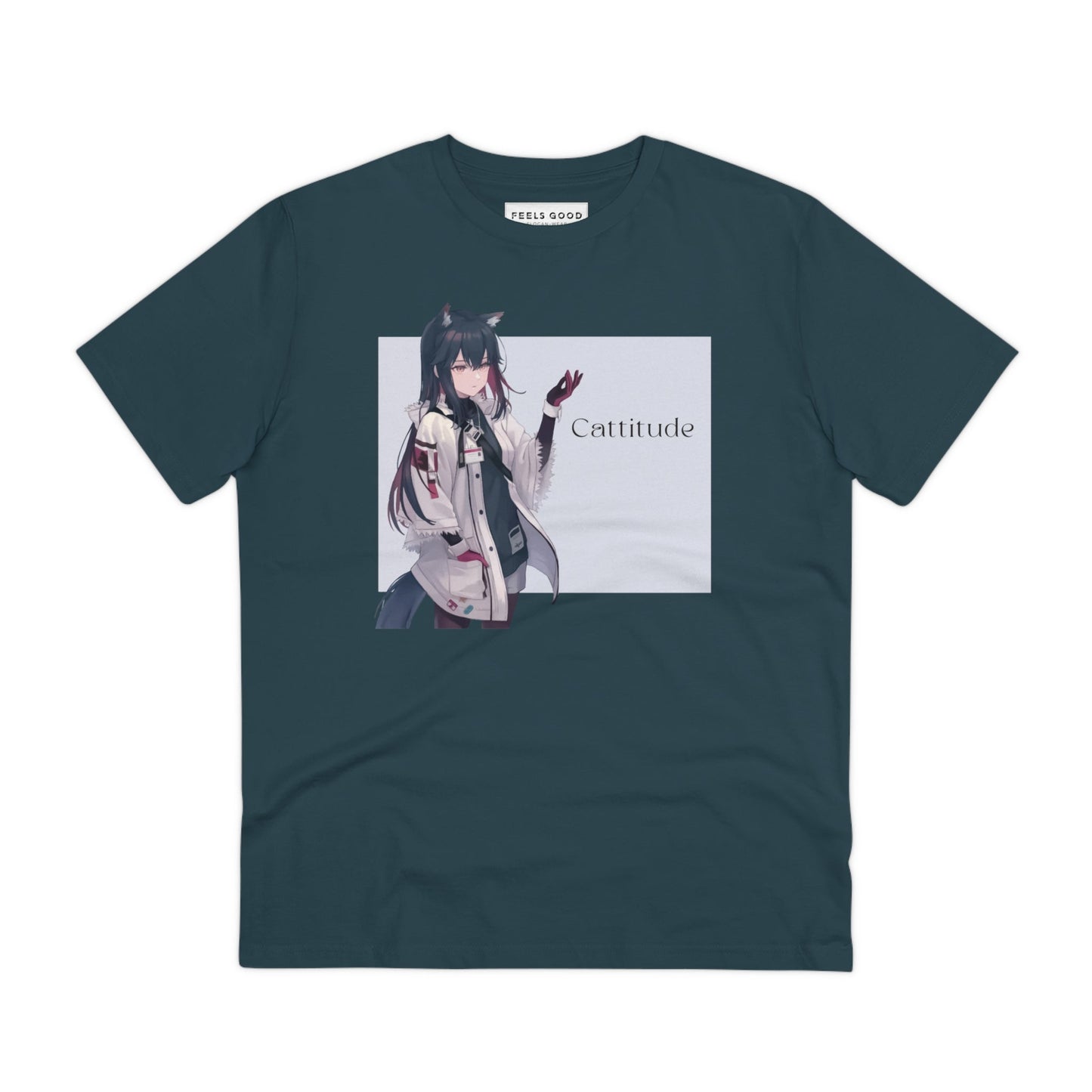 Organic Cotton 'Cattitude' Funny and cute cat T-shirt, a must-have for cat fans.