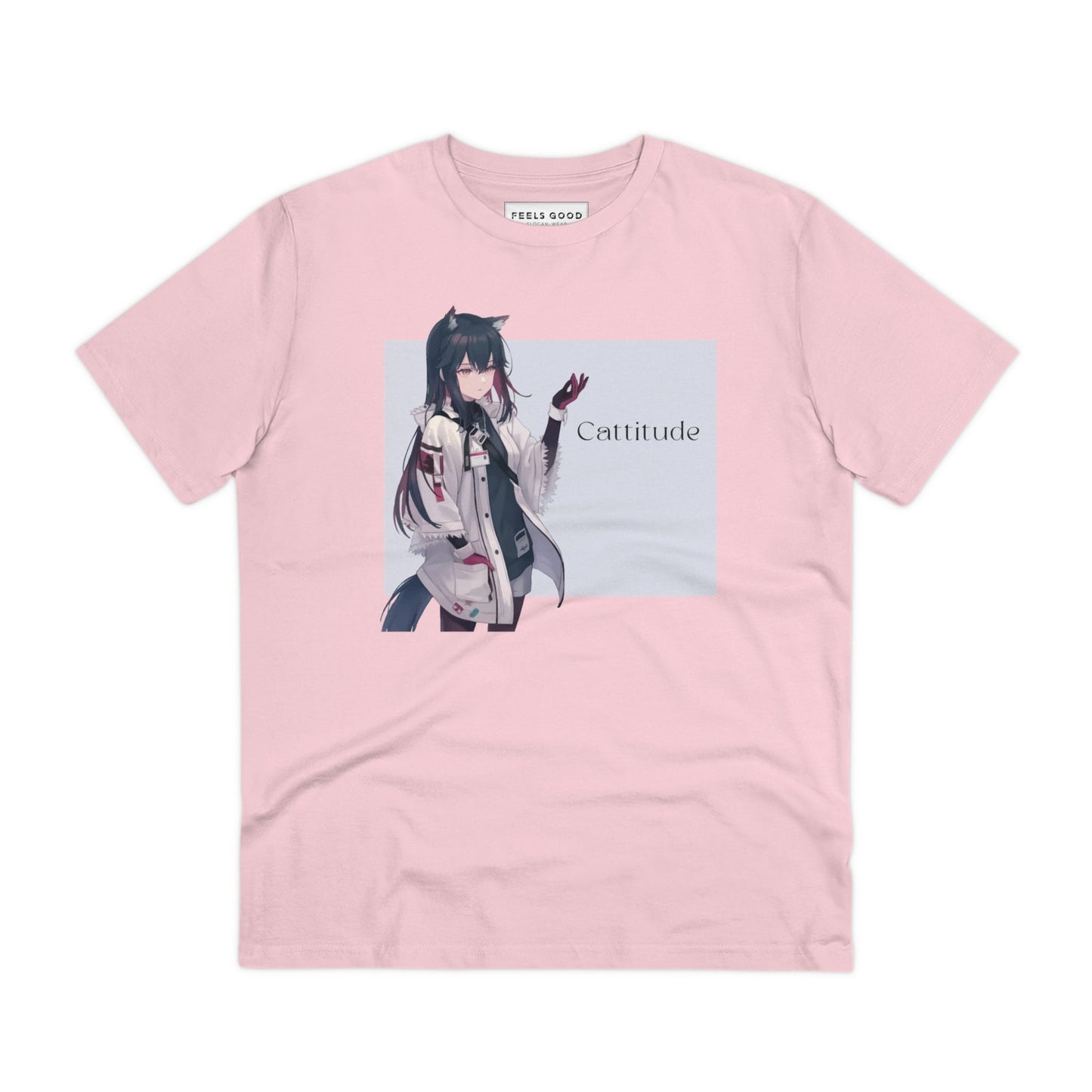 The perfect 'Cattitude' cat graphic tee for everyday comfort.