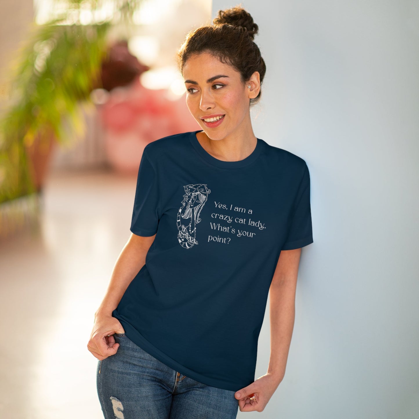 Organic Cotton 'Crazy Cat Lady' Funny Cat T-shirt playful funny cat t shirts