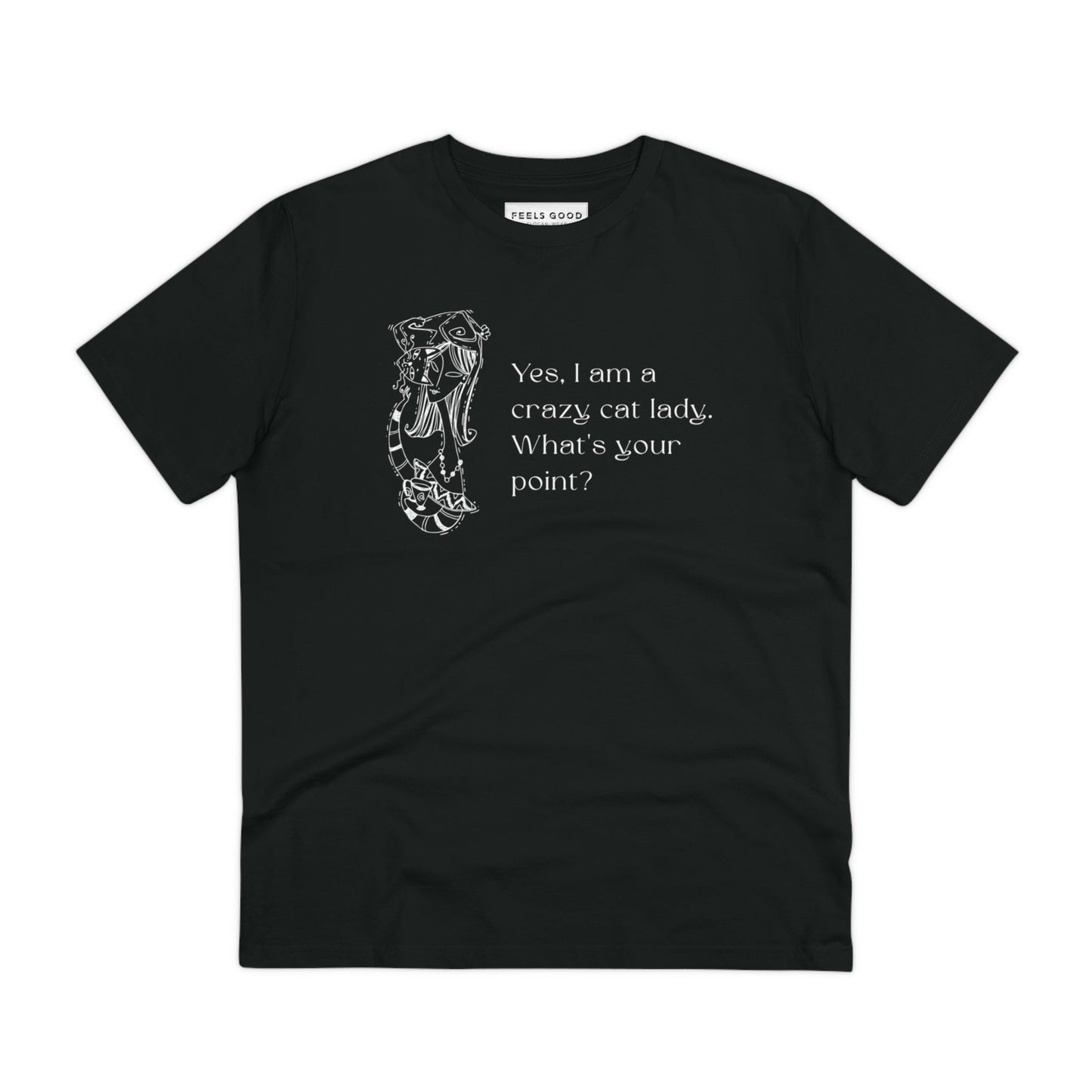 Organic Cotton 'Crazy Cat Lady' Funny Cat T-shirt best cat tshirt for pet owners