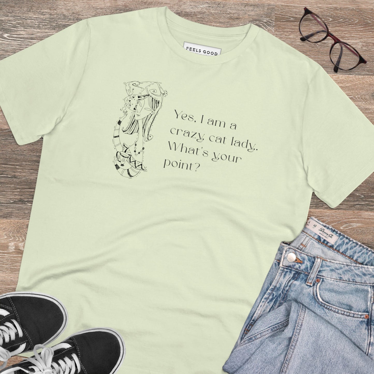 Cat funny t shirt Organic Cotton 'Crazy Cat Lady' ideal gifts for anime lovers