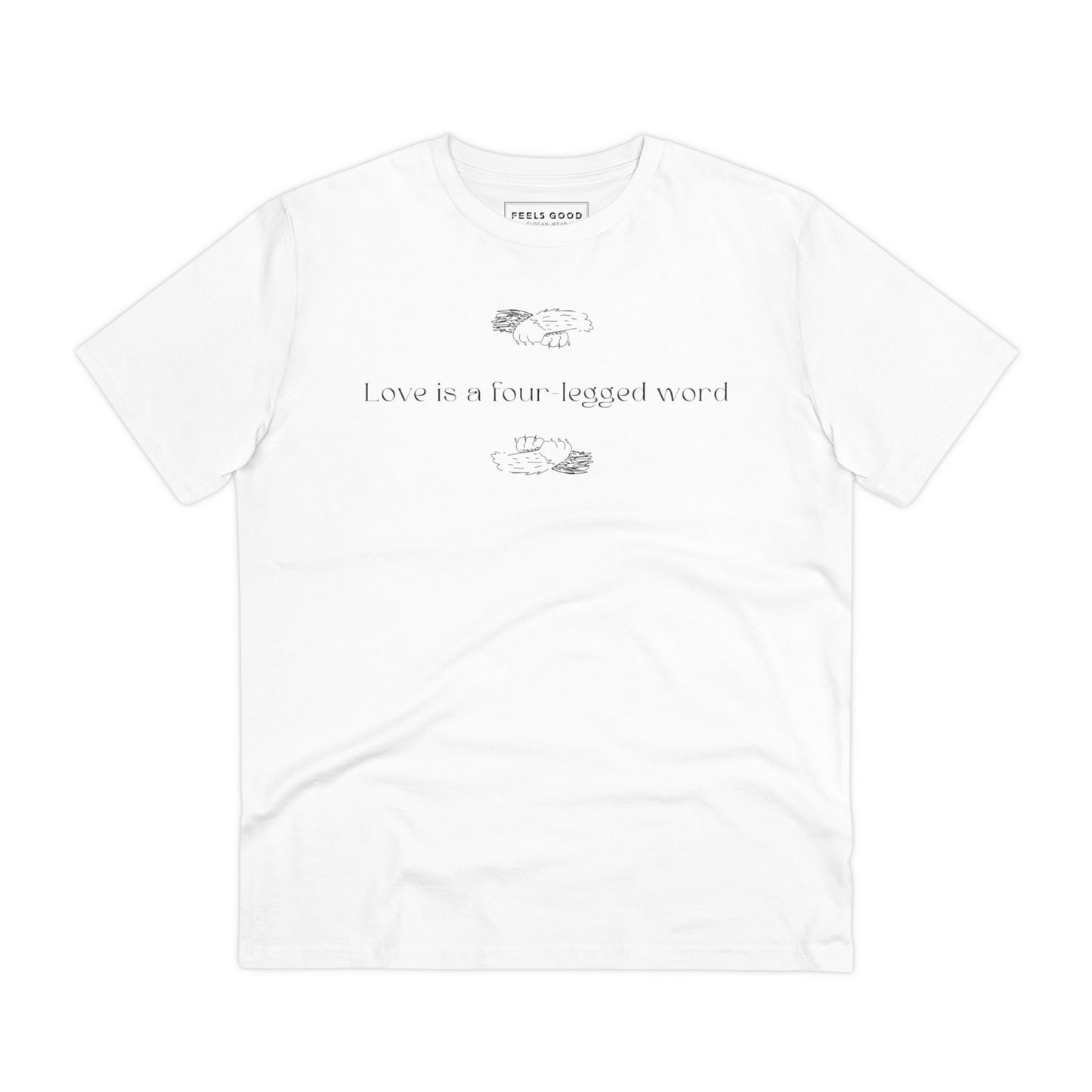 Organic Cotton 'Four-Legged' Funny Cat T-shirt – stylish cat shirts for guys and dog lovers.