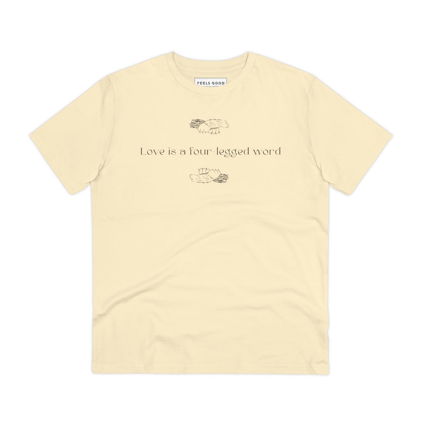 Animal lovers’ gifts – Organic Cotton 'Four-Legged' Funny Cat T-shirt with a cute pet theme.