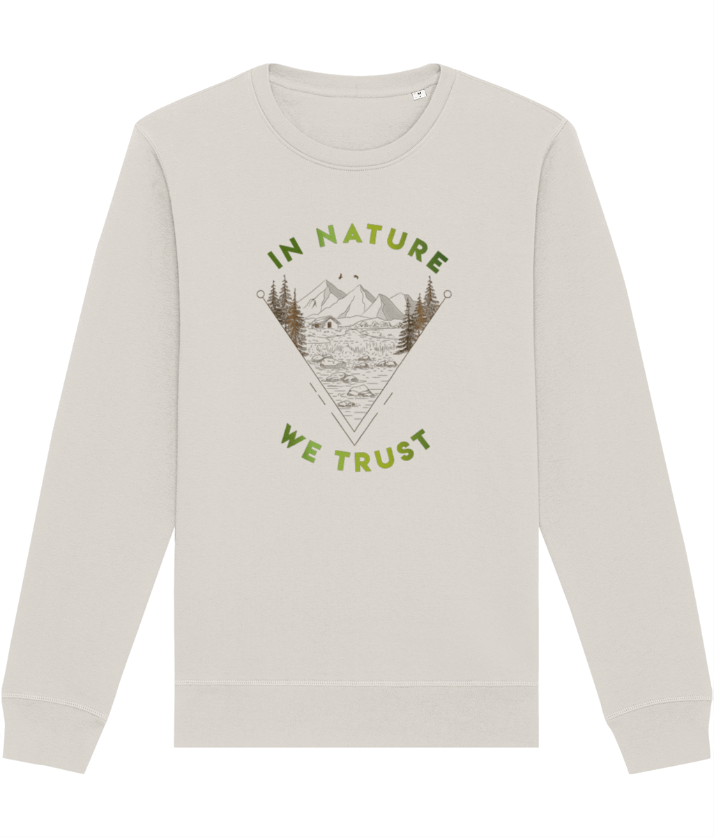 Adventure-ready! The organic cotton 'In Nature We Trust' sweatshirt is perfect for every explorer.